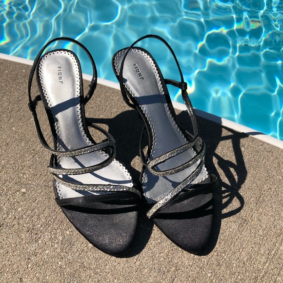 Black & Silver Sparkle Sandal Heels - Picture 2 of 11